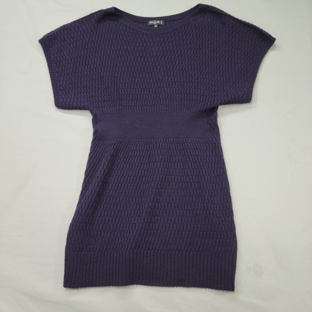 Silvia Novelli M Purple Sweater Tunic Dolman Knit Waist Slimming Cozych Softly